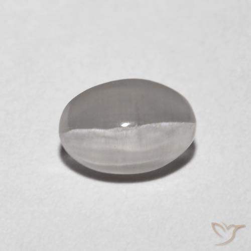 1.18ct Natural Very Light Grey Sillimanite Cat's Eye, Oval, Transparent