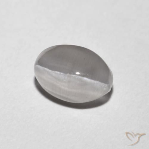 1.18 ct Gray Sillimanite Cat's Eye Stone, Natural Sillimanite Cat's Eye in Oval Cabochon Shape for Sale