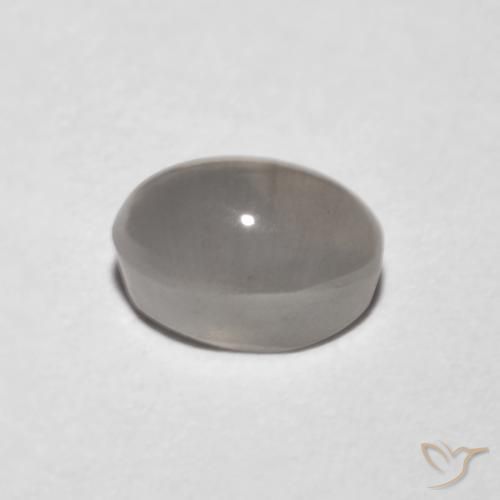 Sillimanite Cat's Eye Gemstone in 6.6 x 4.6 mm Size for Sale, Sillimanite Cat's Eye Stone in Very Light Grey Color