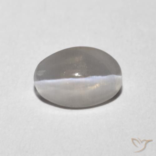 1.02ct Natural Very Light Grey Sillimanite Cat's Eye, Oval, Transparent