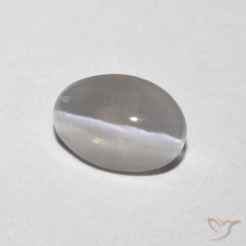 1.02 ct Gray Sillimanite Cat's Eye Stone, Natural Sillimanite Cat's Eye in Oval Cabochon Shape for Sale
