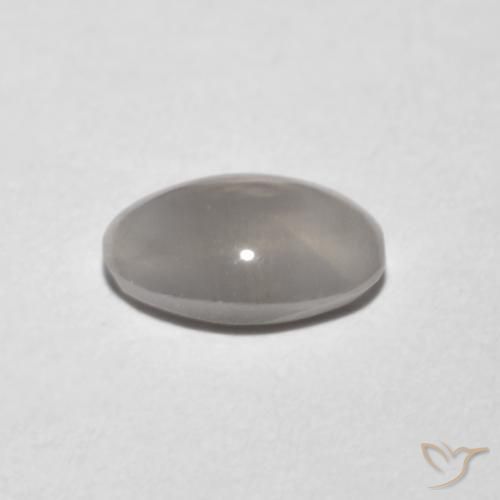 Sillimanite Cat's Eye Gemstone in 7.4 x 5.1 mm Size for Sale, Sillimanite Cat's Eye Stone in Very Light Grey Color