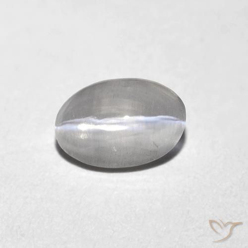 0.82 ct Gray Sillimanite Cat's Eye Stone, Natural Sillimanite Cat's Eye in Oval Cabochon Shape for Sale