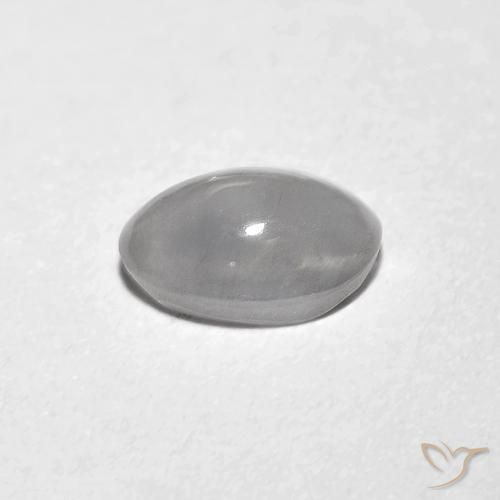 Sillimanite Cat's Eye Gemstone in 6.6 x 4.5 mm Size for Sale, Sillimanite Cat's Eye Stone in Very Light Grey Color