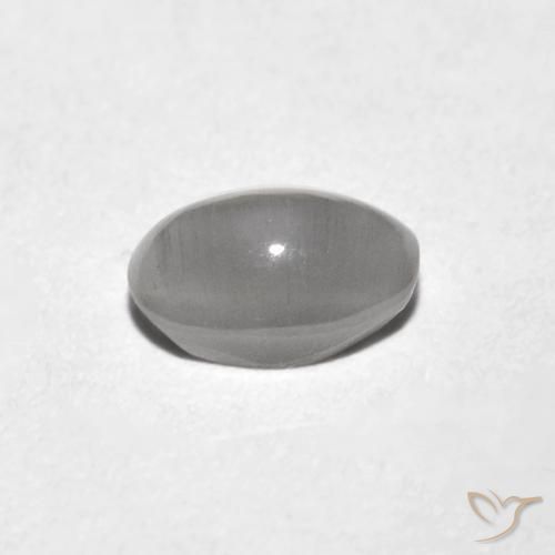 Sillimanite Cat's Eye Gemstone in 6.5 x 4.3 mm Size for Sale, Sillimanite Cat's Eye Stone in Very Light Grey Color