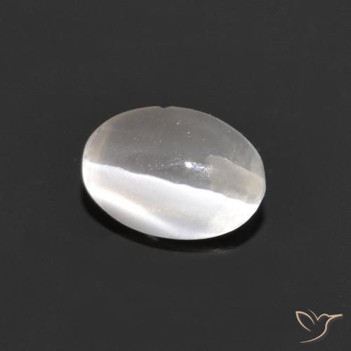 0.98ct Natural Very Light Grey Sillimanite Cat's Eye, Oval, Transparent