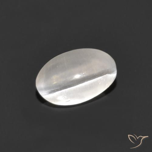 0.84ct Natural Very Light Grey Sillimanite Cat's Eye, Oval, Transparent