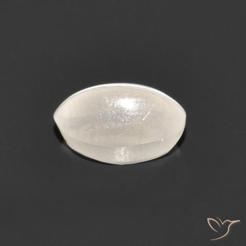 Sillimanite Cat's Eye Gemstone in 6.5 x 4.2 mm Size for Sale, Sillimanite Cat's Eye Stone in Very Light Grey Color