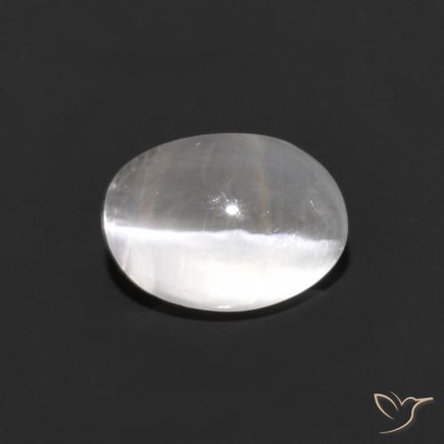 1.30ct Natural Very Light Grey Sillimanite Cat's Eye, Oval, Transparent