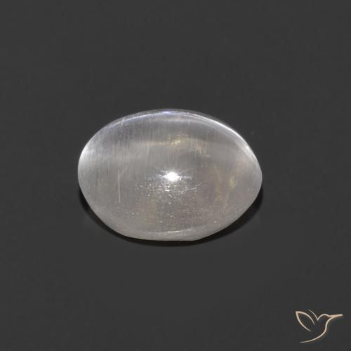 Sillimanite Cat's Eye Gemstone in 6.3 x 5.2 mm Size for Sale, Sillimanite Cat's Eye Stone in Very Light Grey Color