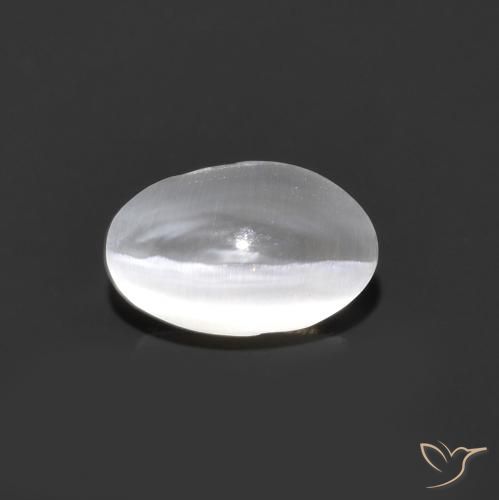 0.90ct Natural Very Light Grey Sillimanite Cat's Eye, Oval, Transparent