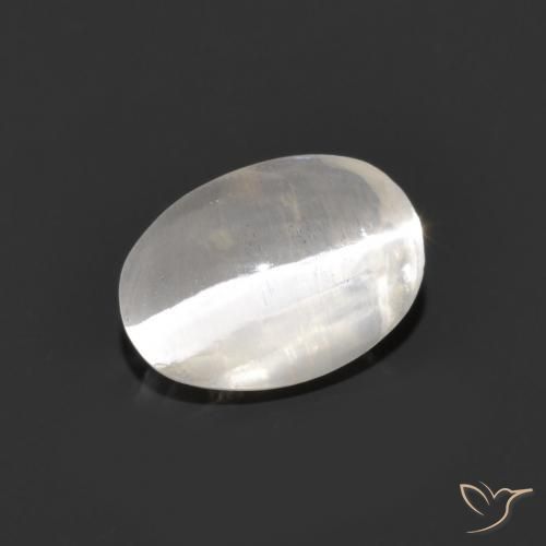 1.34ct Natural Very Light Grey Sillimanite Cat's Eye, Oval, Transparent