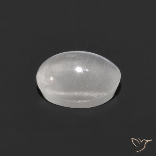 Sillimanite Cat's Eye Gemstone in 6.1 x 4.2 mm Size for Sale, Sillimanite Cat's Eye Stone in Very Light Grey Color