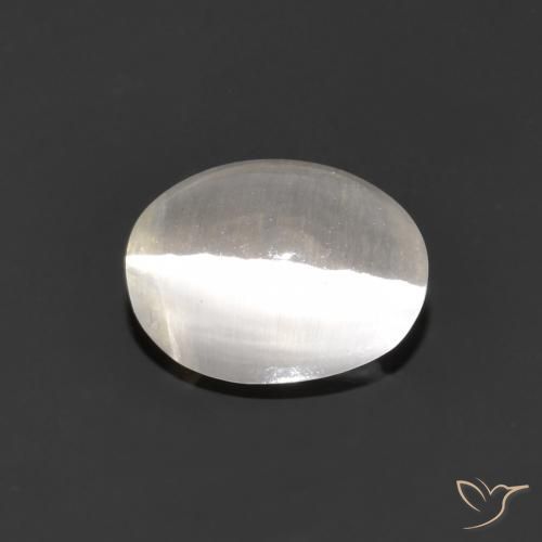 1.15ct Natural Very Light Grey Sillimanite Cat's Eye, Oval, Transparent