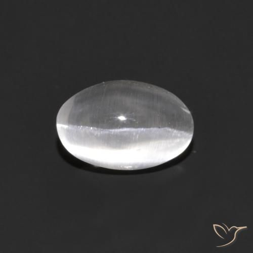 0.95ct Natural Very Light Grey Sillimanite Cat's Eye, Oval, Transparent