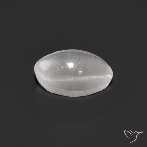 Sillimanite Cat's Eye Gemstone in 7 x 4.6 mm Size for Sale, Sillimanite Cat's Eye Stone in Very Light Grey Color