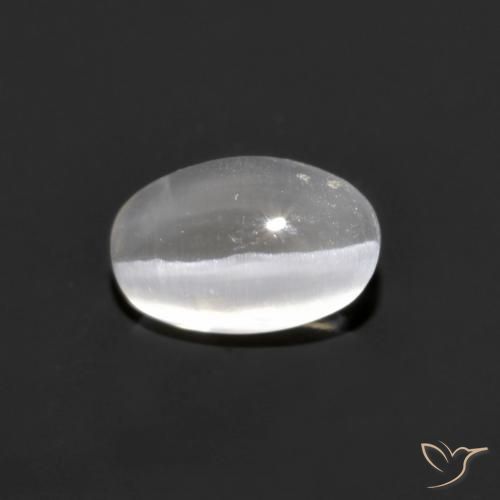 0.77ct Natural Very Light Grey Sillimanite Cat's Eye, Oval, Opaque