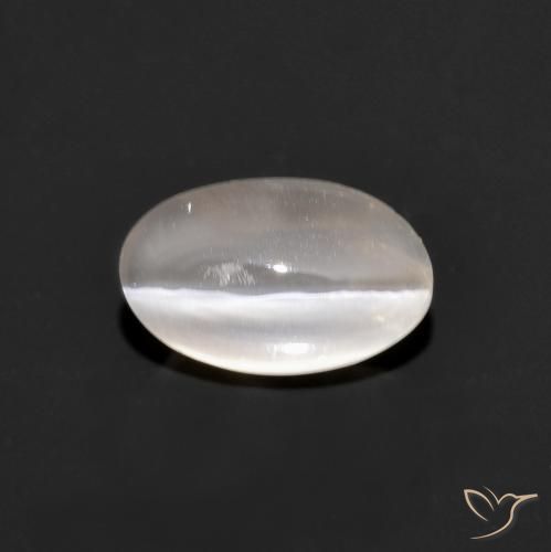 1.33ct Natural Very Light Grey Sillimanite Cat's Eye, Oval, Transparent