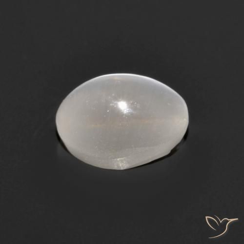 Sillimanite Cat's Eye Gemstone in 6.6 x 5.2 mm Size for Sale, Sillimanite Cat's Eye Stone in Very Light Grey Color