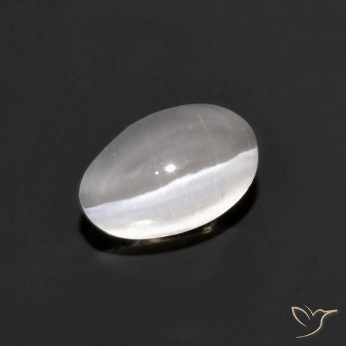 1.14ct Natural Very Light Grey Sillimanite Cat's Eye, Oval, Transparent