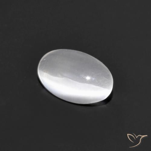 0.77ct Natural Very Light Grey Sillimanite Cat's Eye, Oval, Transparent