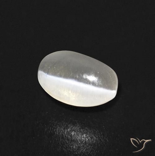 0.84 ct White Sillimanite Cat's Eye Stone, Natural Sillimanite Cat's Eye in Oval Cabochon Shape for Sale