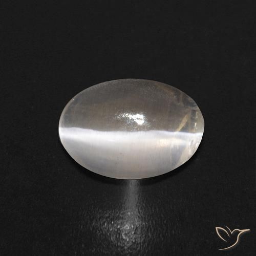 0.68ct Natural Warm White Sillimanite Cat's Eye, Oval, Transparent