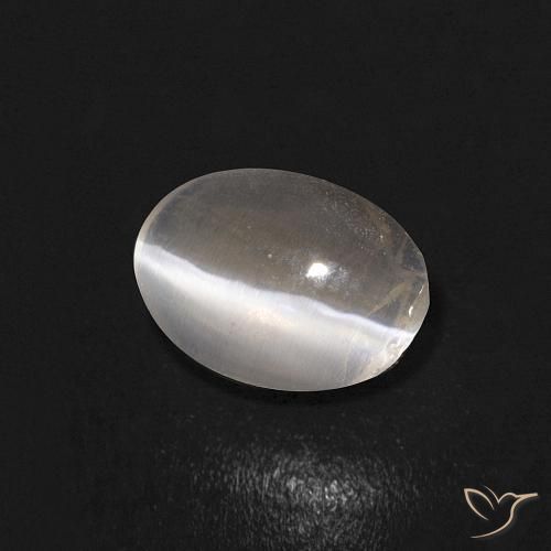 0.68 ct White Sillimanite Cat's Eye Stone, Natural Sillimanite Cat's Eye in Oval Cabochon Shape for Sale