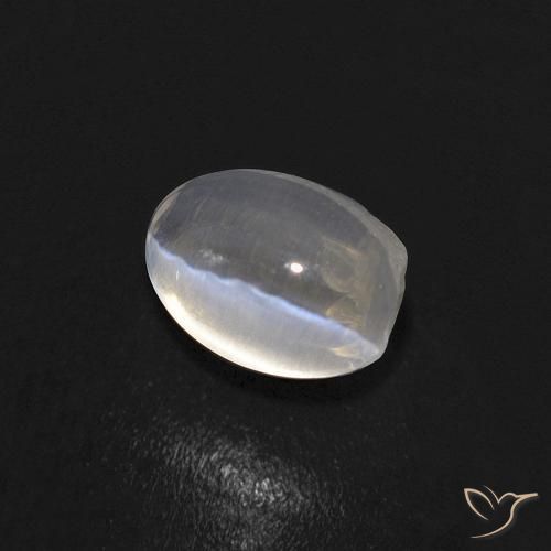 0.86 ct White Sillimanite Cat's Eye Stone, Natural Sillimanite Cat's Eye in Oval Cabochon Shape for Sale