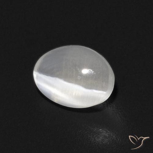 0.87 ct White Sillimanite Cat's Eye Stone, Natural Sillimanite Cat's Eye in Oval Cabochon Shape for Sale