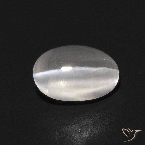 0.86ct Natural Clear White Sillimanite Cat's Eye, Oval, Transparent