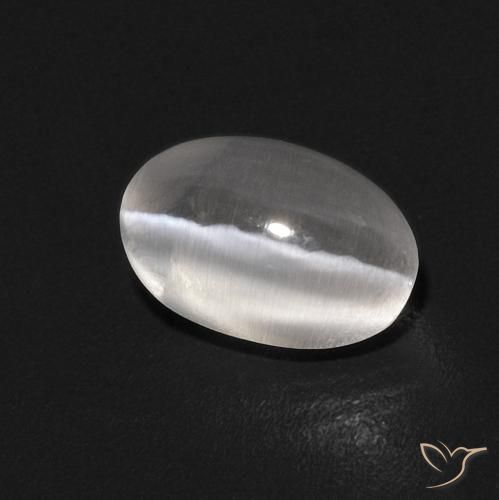 0.86 ct White Sillimanite Cat's Eye Stone, Natural Sillimanite Cat's Eye in Oval Cabochon Shape for Sale