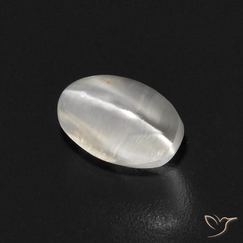 0.89 ct White Sillimanite Cat's Eye Stone, Natural Sillimanite Cat's Eye in Oval Cabochon Shape for Sale