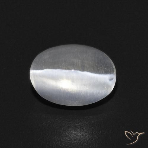 0.91ct Natural White Sillimanite Cat's Eye, Oval, Transparent