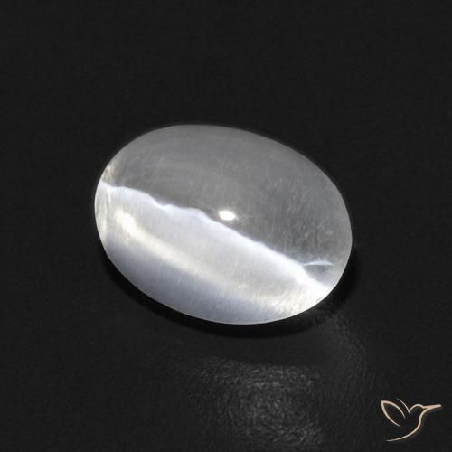 0.91 ct White Sillimanite Cat's Eye Stone, Natural Sillimanite Cat's Eye in Oval Cabochon Shape for Sale