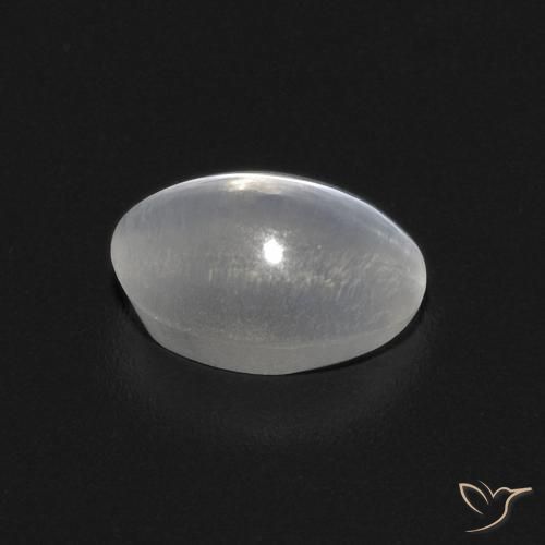 Sillimanite Cat's Eye Gemstone in 6.7 x 4.9 mm Size for Sale, Sillimanite Cat's Eye Stone in White Color