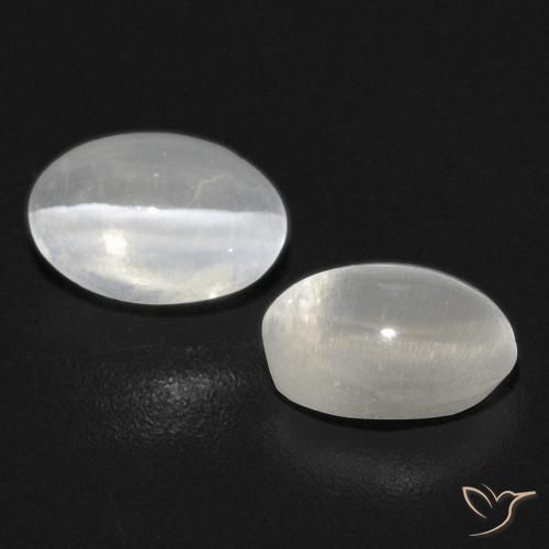 1.40 ctw White Sillimanite Cat's Eye Stones, Natural Sillimanite Cat's Eye in Oval Cabochon Shape for Sale
