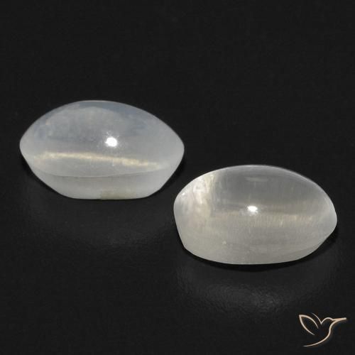 Sillimanite Cat's Eye Gemstones in 6.3 x 4.1 mm Size for Sale, Sillimanite Cat's Eye Stones in White Color