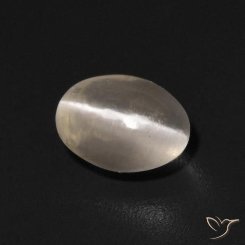0.81 ct White Sillimanite Cat's Eye Stone, Natural Sillimanite Cat's Eye in Oval Cabochon Shape for Sale