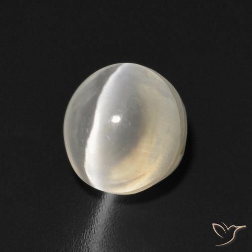 1.58 ct White Sillimanite Cat's Eye Stone, Natural Sillimanite Cat's Eye in Oval Cabochon Shape for Sale