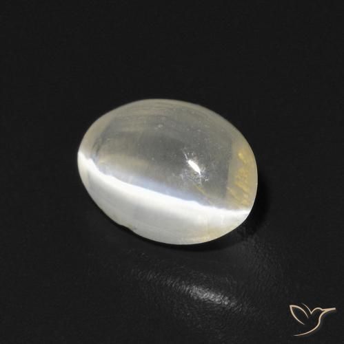 0.76 ct White Sillimanite Cat's Eye Stone, Natural Sillimanite Cat's Eye in Oval Cabochon Shape for Sale