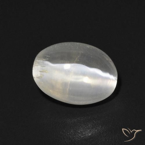 0.97 ct White Sillimanite Cat's Eye Stone, Natural Sillimanite Cat's Eye in Oval Cabochon Shape for Sale