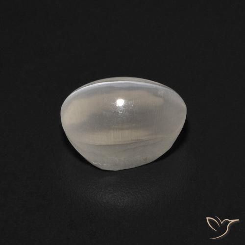 Sillimanite Cat's Eye Gemstone in 6.8 x 4.8 mm Size for Sale, Sillimanite Cat's Eye Stone in Very Light Grey Color