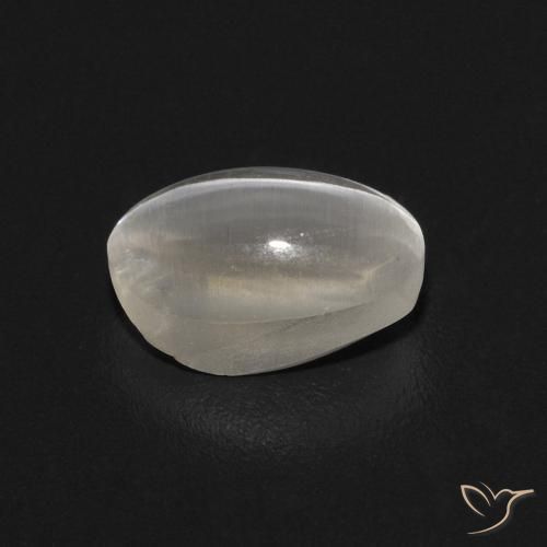 Sillimanite Cat's Eye Gemstone in 6.3 x 4.1 mm Size for Sale, Sillimanite Cat's Eye Stone in Very Light Grey Color