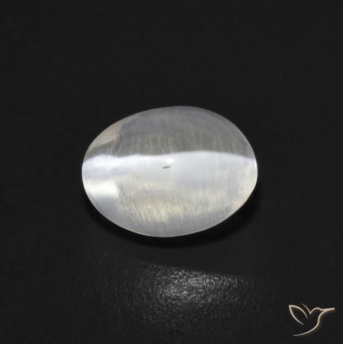 1.05ct Natural Very Light Grey Sillimanite Cat's Eye, Oval, Transparent