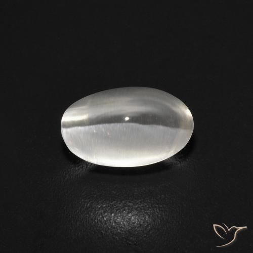 0.89ct Natural Very Light Grey Sillimanite Cat's Eye, Oval, Transparent