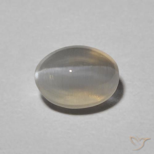 1.00ct Natural Light Grey Sillimanite Cat's Eye, Oval, Translucent