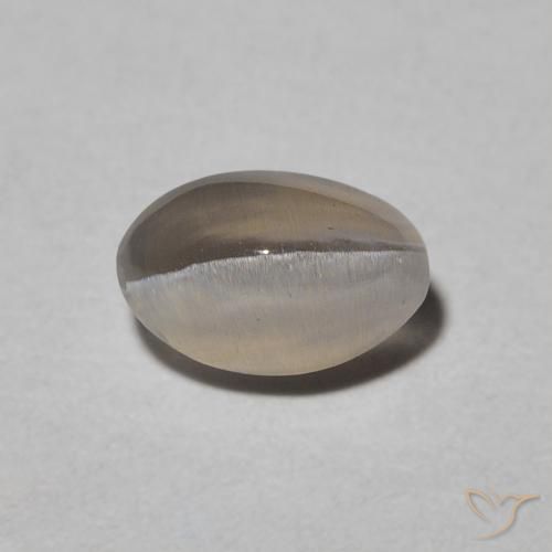 0.97ct Natural Warm Grey Sillimanite Cat's Eye, Oval, Translucent