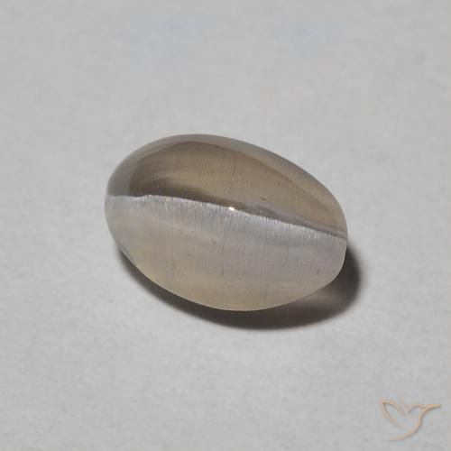 0.97 ct Gray Sillimanite Cat's Eye Stone, Natural Sillimanite Cat's Eye in Oval Cabochon Shape for Sale
