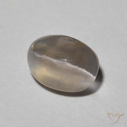 0.99 ct Gray Sillimanite Cat's Eye Stone, Natural Sillimanite Cat's Eye in Oval Cabochon Shape for Sale